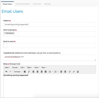 CastleCMS Email Users Format