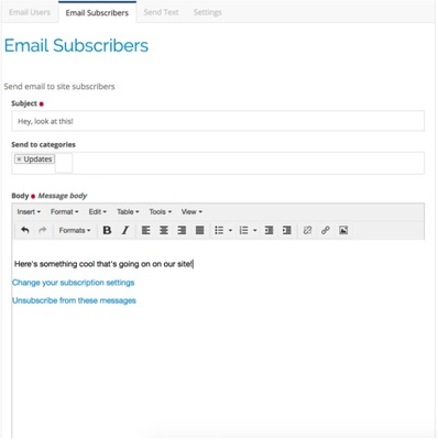 CastleCMS Email Subscribers Format
