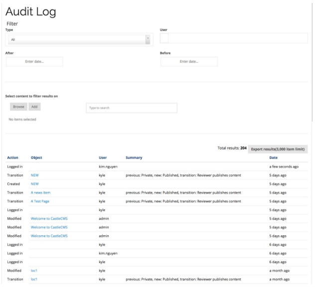 Audit Log