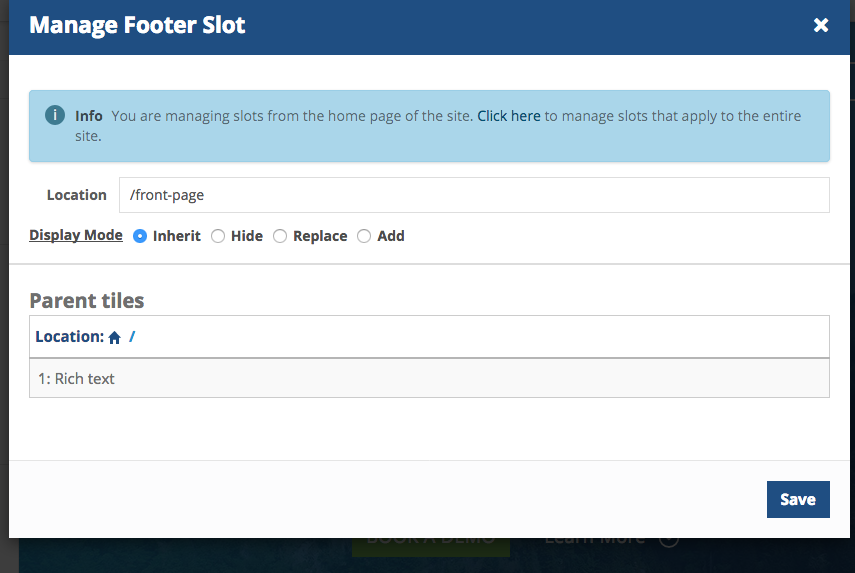 Manage Footer Slot