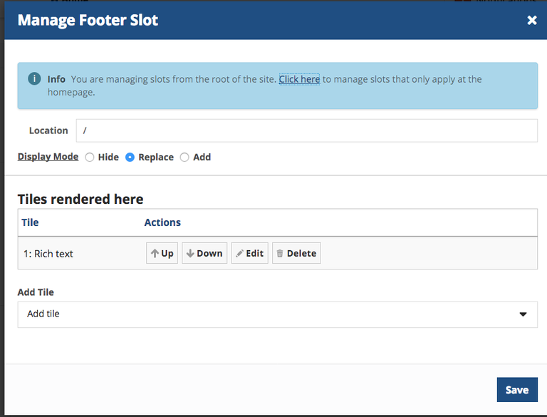 Edit footer rich text