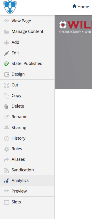 Analytics button on the editing interface