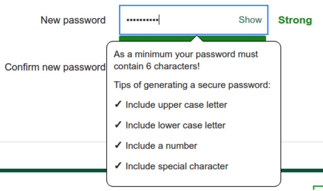 requirements for skype password